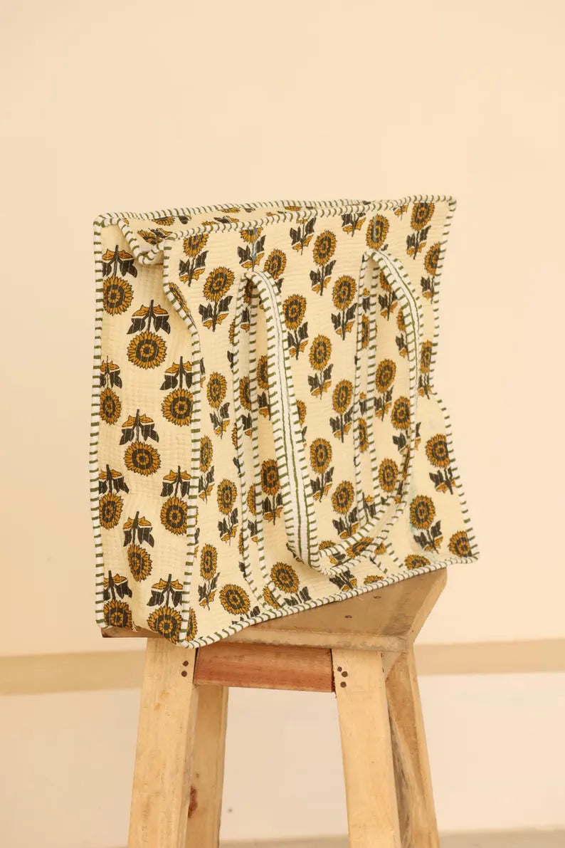 Sunflower Quilted Cotton Tote