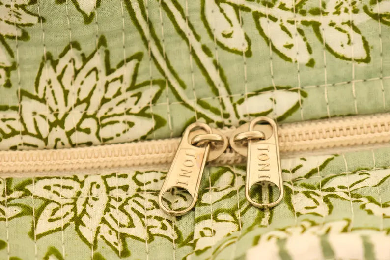 Sage Green Quilted Cotton Tote