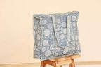 Blue Floral Quilted Cotton Tote Bag