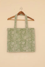Sage Green Quilted Cotton Tote