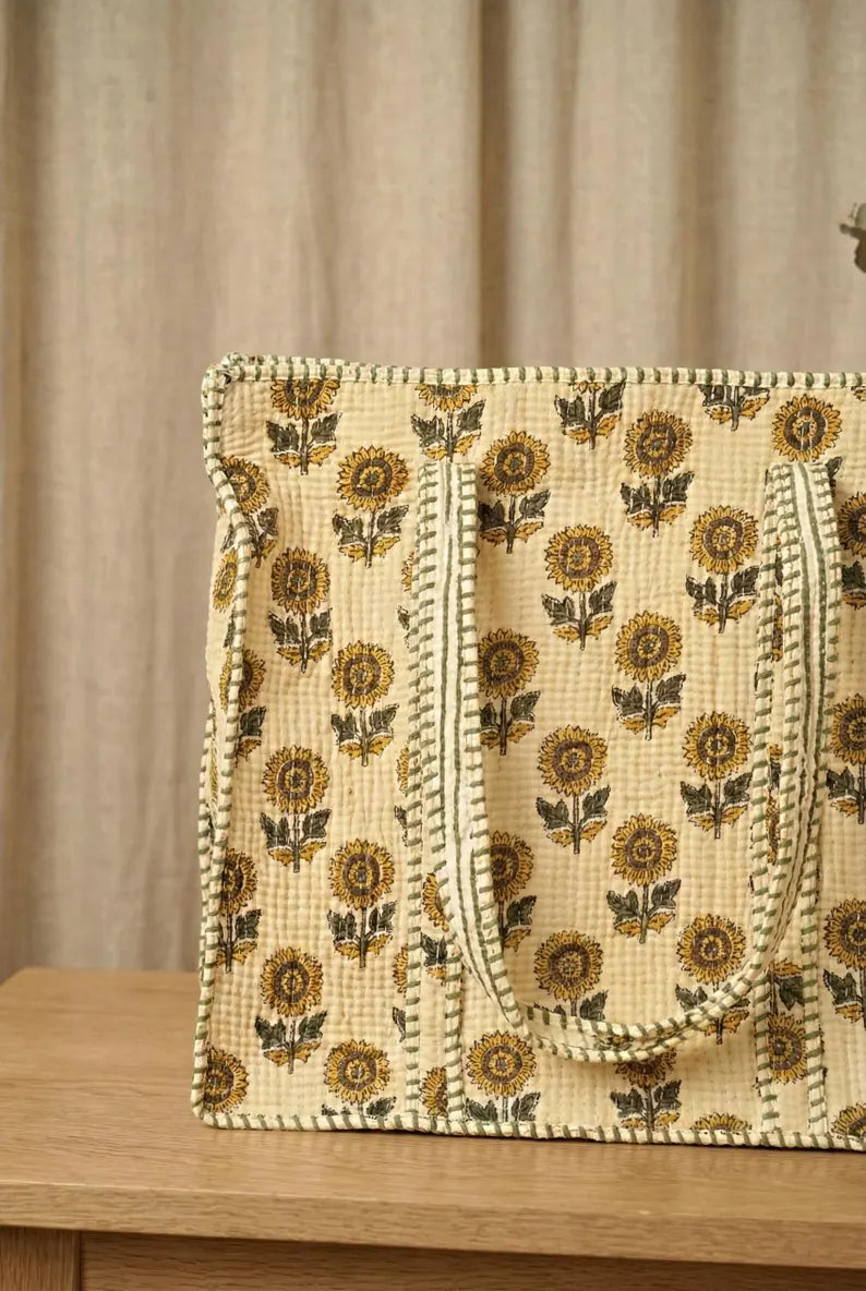Sunflower Quilted Cotton Tote