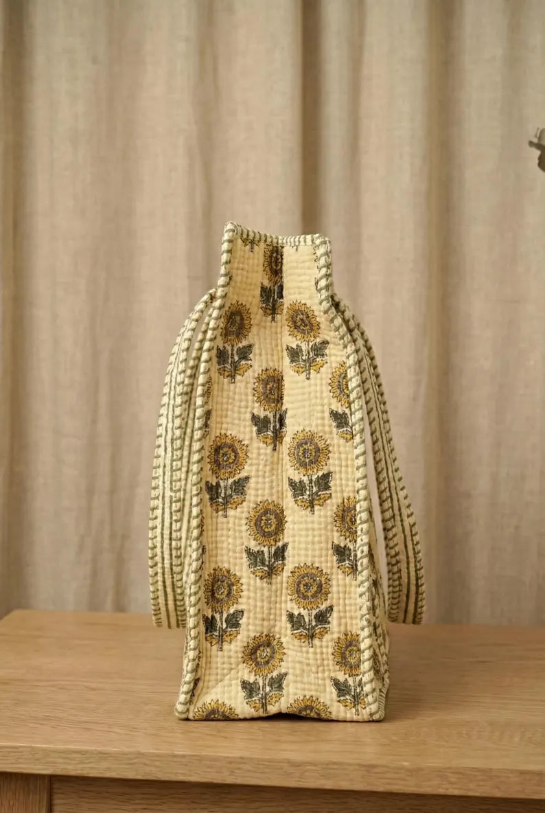 Sunflower Quilted Cotton Tote