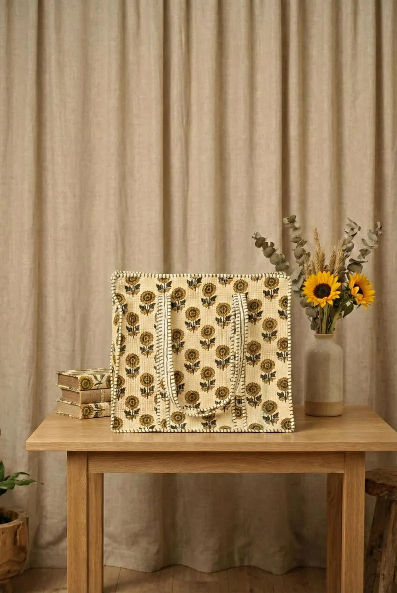 Sunflower Quilted Cotton Tote